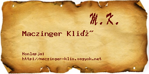 Maczinger Klió névjegykártya